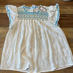 NWT Mine Cream Flutter Sleeve with Bright Stitch detail Top - size M